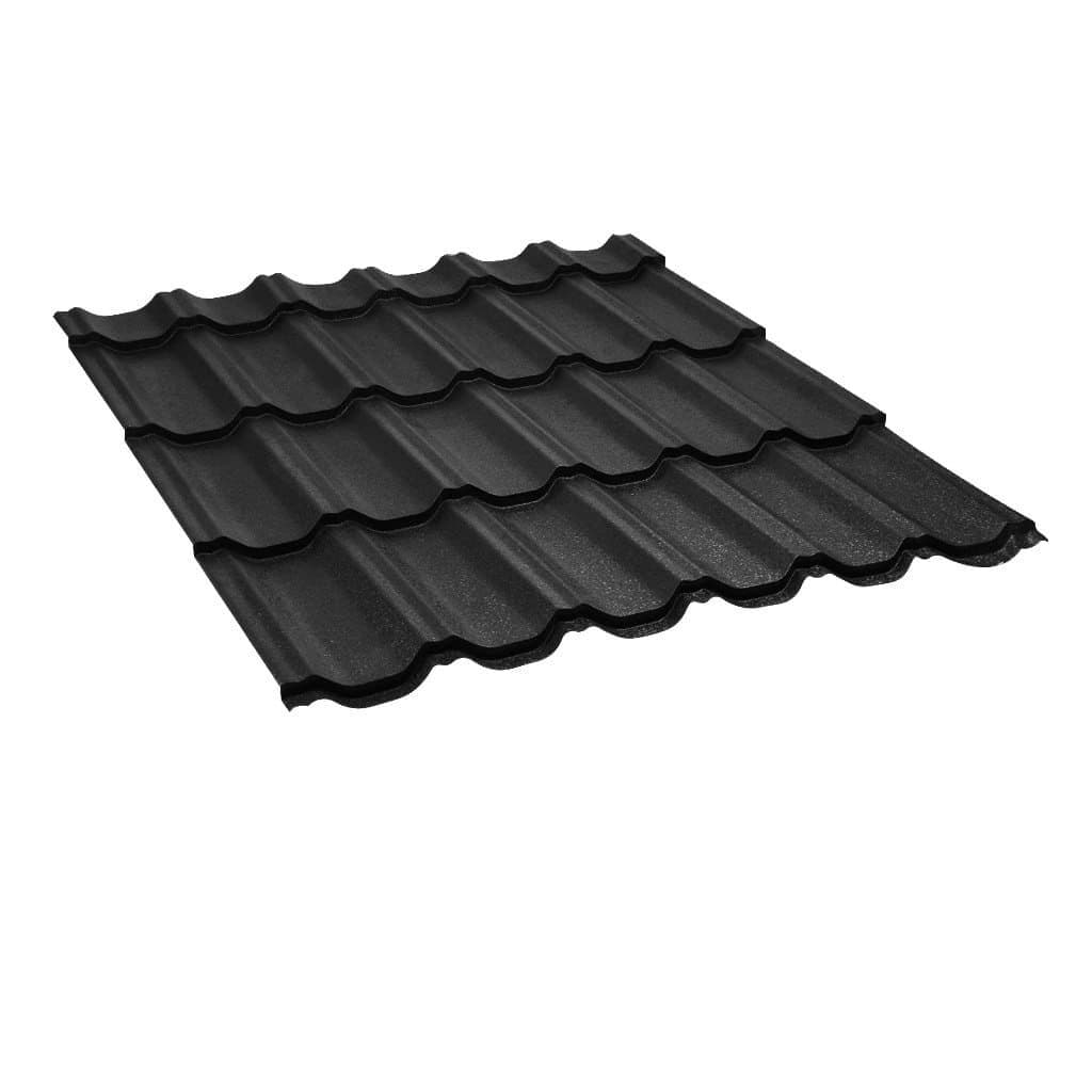 მეტალოკრამიტი ფერადი თუნუქის სახურავი 0.45X1200 ხაოიანი RAL9005 (სამხრეთ კორეა) NOVA