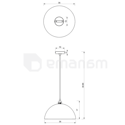 საკიდი Milagro MLP7897 BETA 1 E27 Ø35cm თეთრი ოქროსფერი
