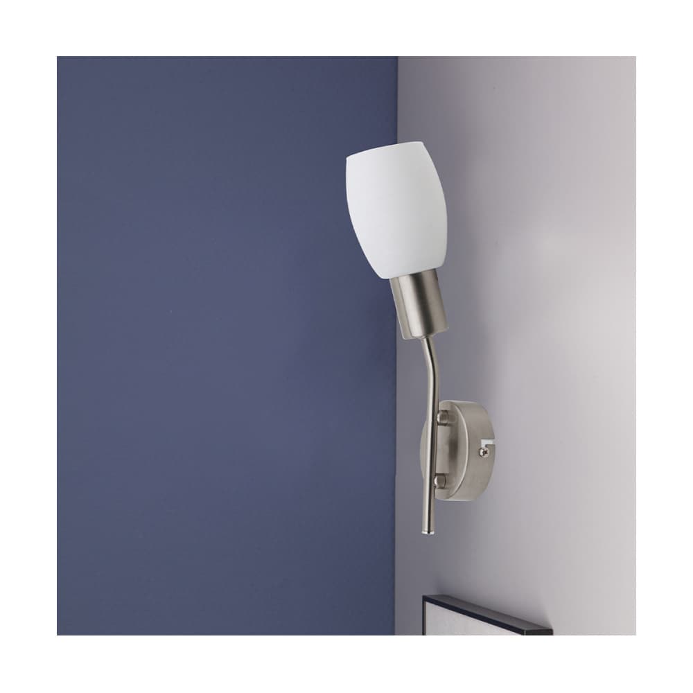 ბრა კედლის Tosca Wall Lamp 1xE14 40W Satin Metal/White Glass