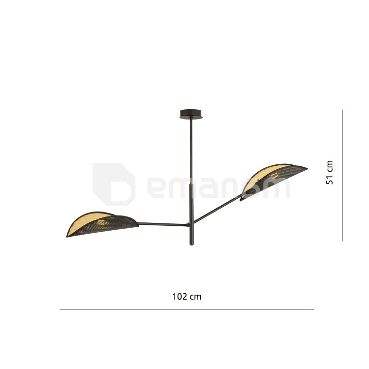 ჭაღი EMIBIG VENE 2 E14 2x MAX 40W შავი ოქროსფერი