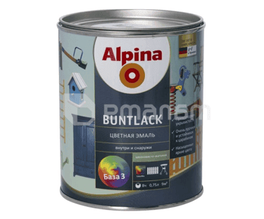 ფერადი ემალი Alpina Buntlack B3 SM გამჭვირვალე 0,75 ლ