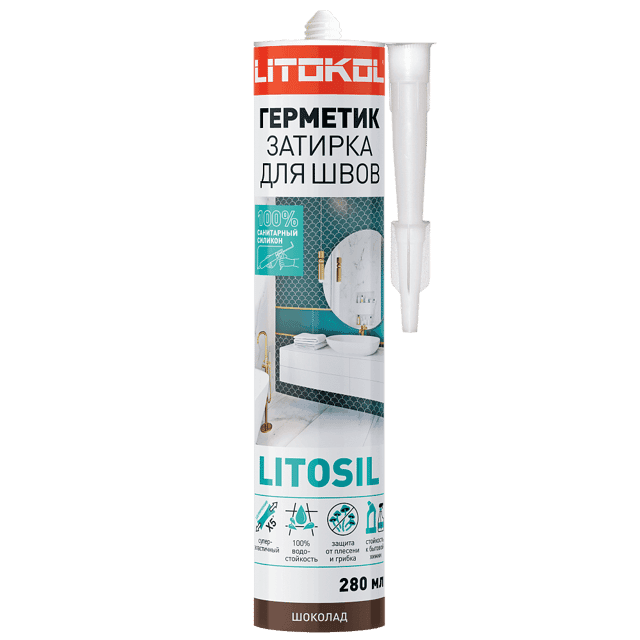 სილიკონის ჰერმეტიკი LITOSIL (შოკოლადი) 280ML