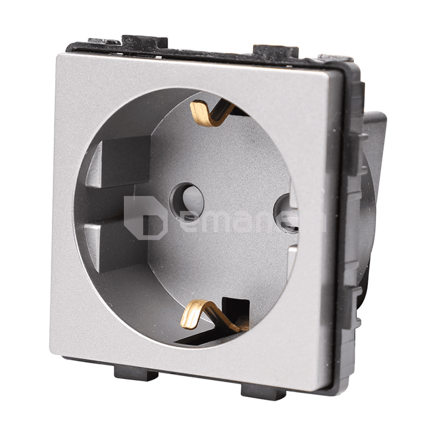 როზეტი ჩარჩოს გარეშე Socket Style 16A დამიწებით და შტორებით ნაცრისფერი