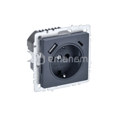 როზეტი IEK BRITE 1 16A USB-A C Ryush11-1-BrM ჩარჩოს გარეშე
