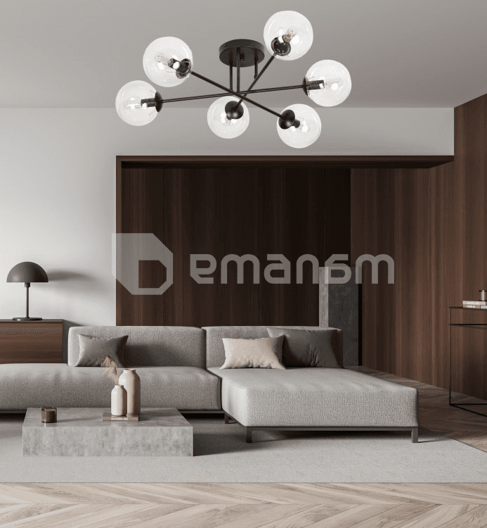 საკიდი EMIBIG Brendi 6B E14 6x MAX 40W შავი გამჭირვალე