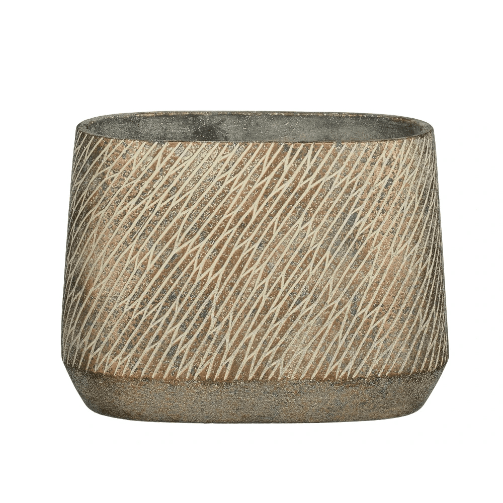 ქოთანი კერამიკული Camino pot oval d. brown - l28xw16xh21cm