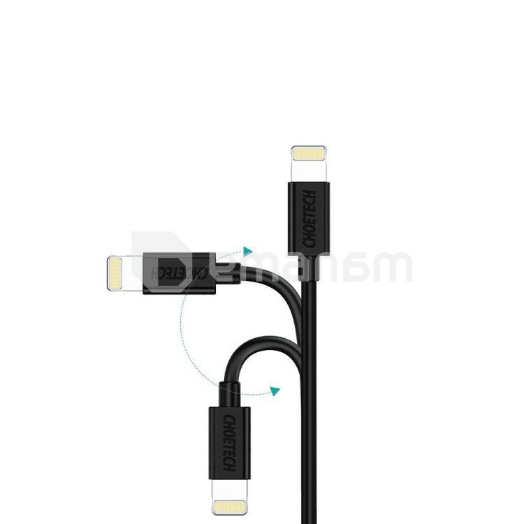 კაბელი USB Choetech USB lightning MFI შავი 1.8 მ